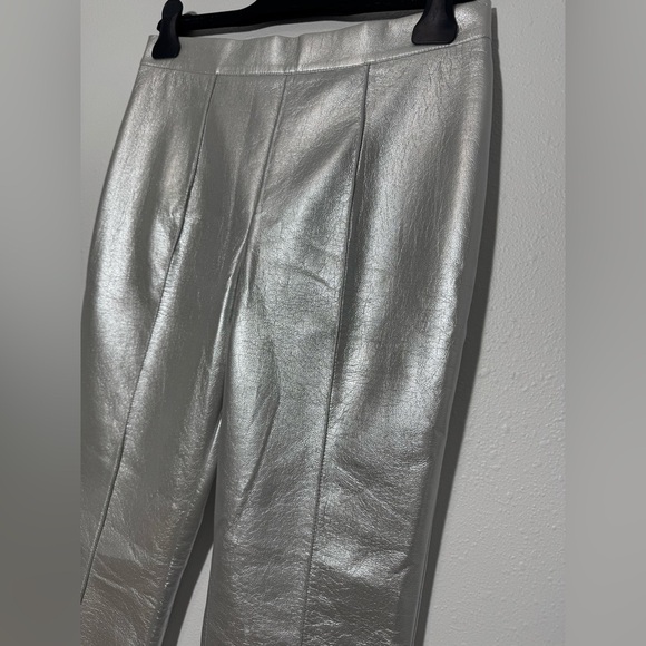 NWT Cynthia Rowley Vegan Leather Cigarette Pants in Silver - Picture 10 of 14